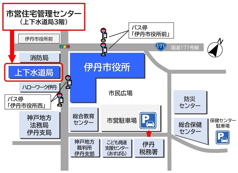 市営住宅管理センター周辺地図