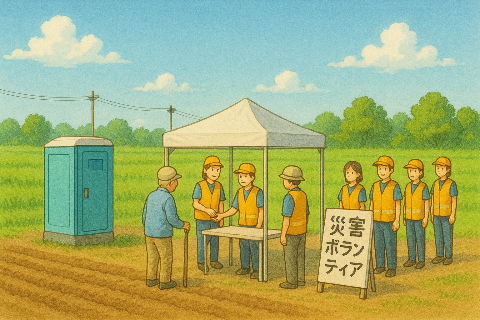 災害ボランティアと仮設トイレ