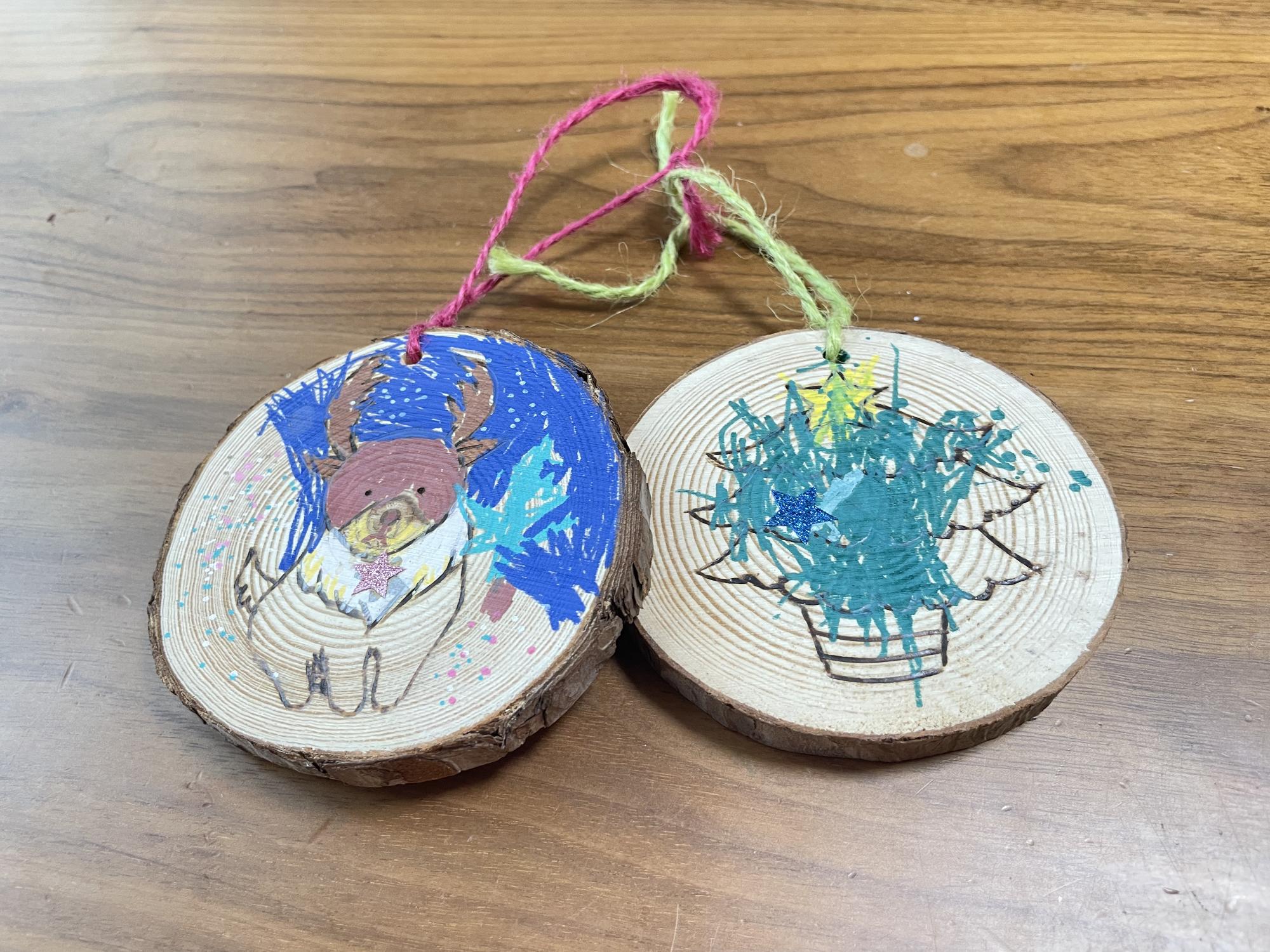 伊丹クリスマスマーケットで作った木のオーナメント