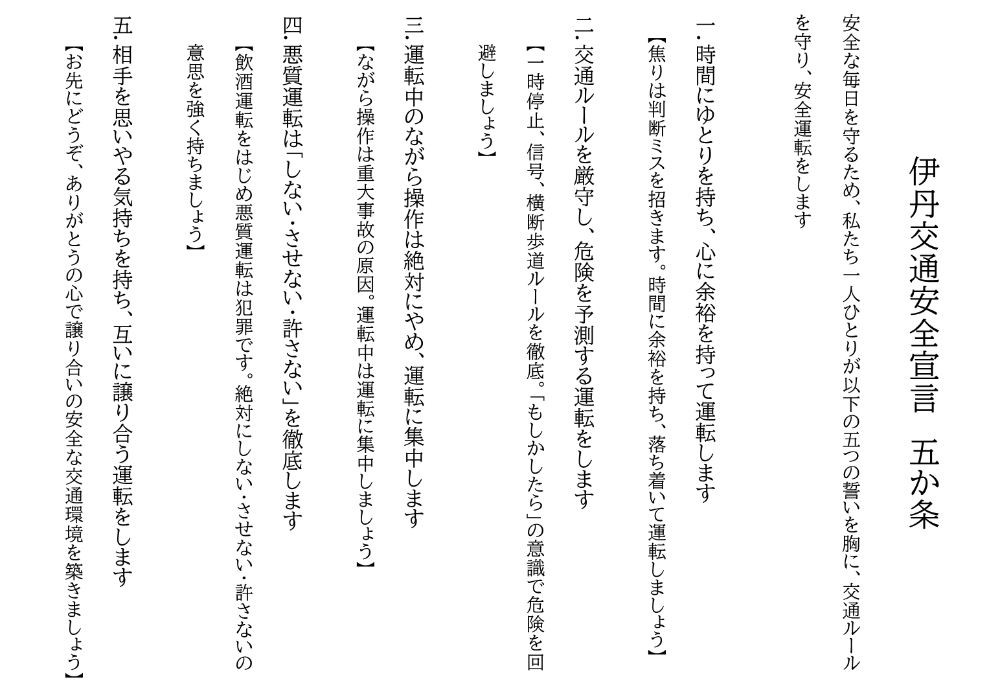 伊丹交通安全宣言 五か条