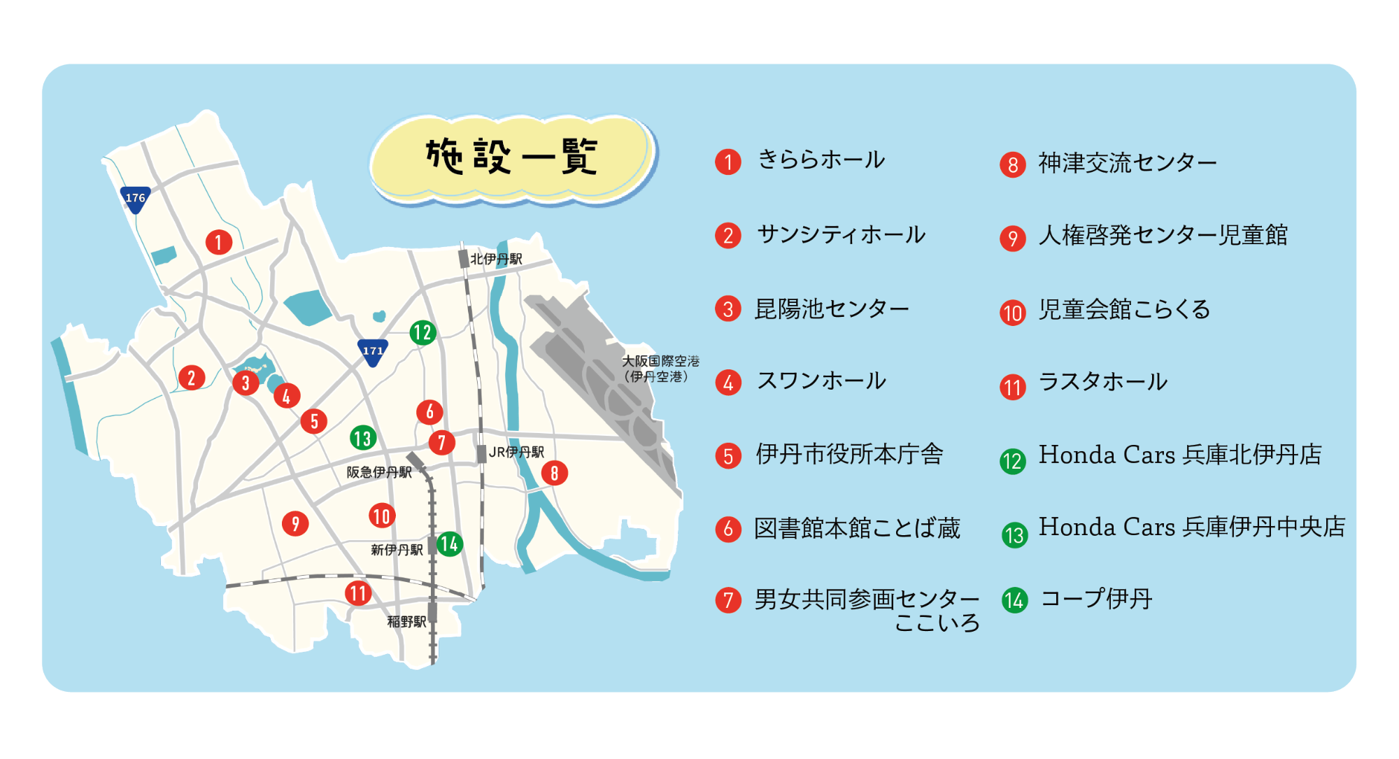 いたみの自習スペースマップ