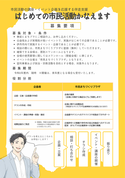 市民活動の講座・イベント企画を応援する伴奏支援 募集要項