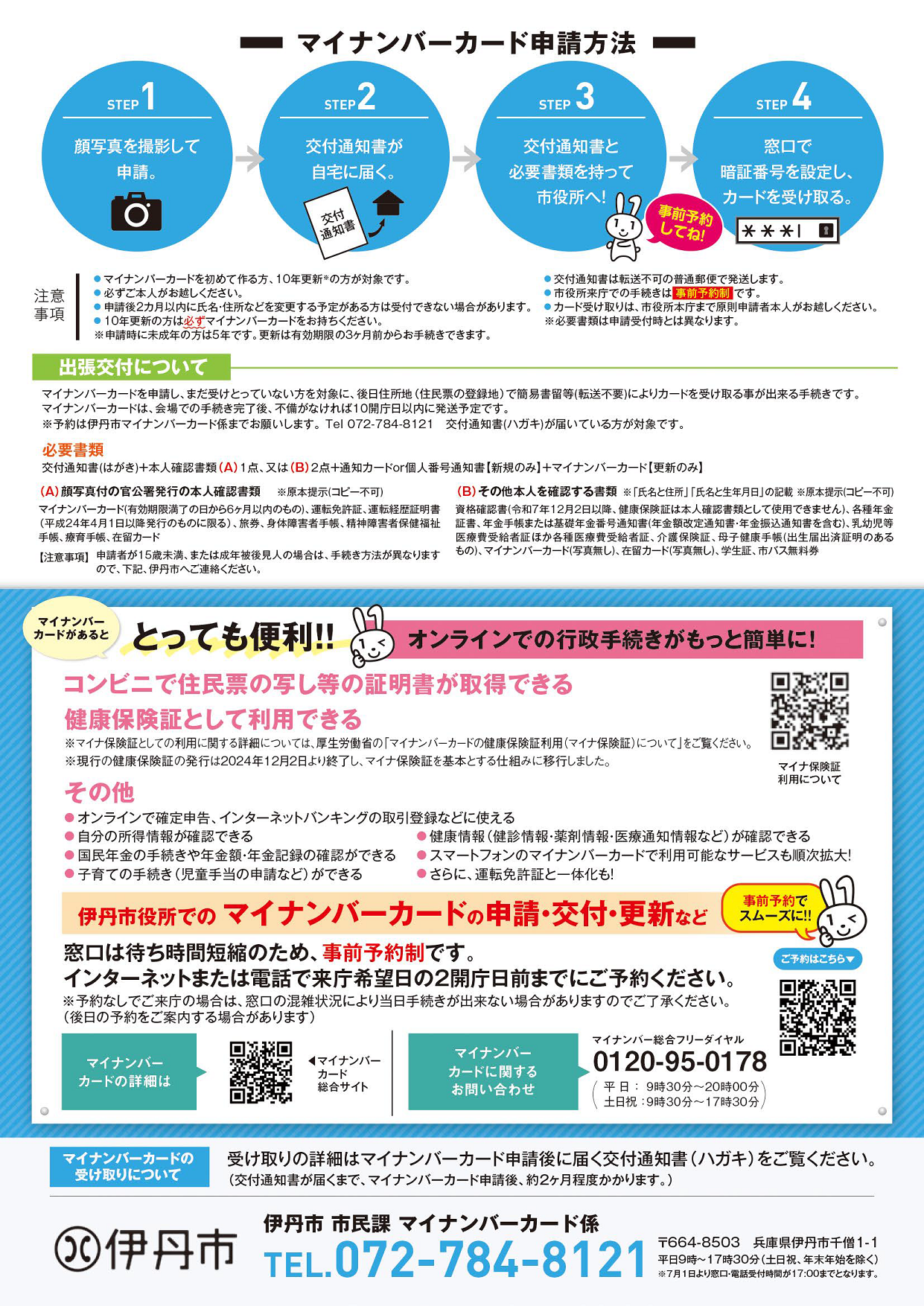 2026年7月と8月のマイナンバーカード出張申請の日程を掲載したチラシの裏面です。
