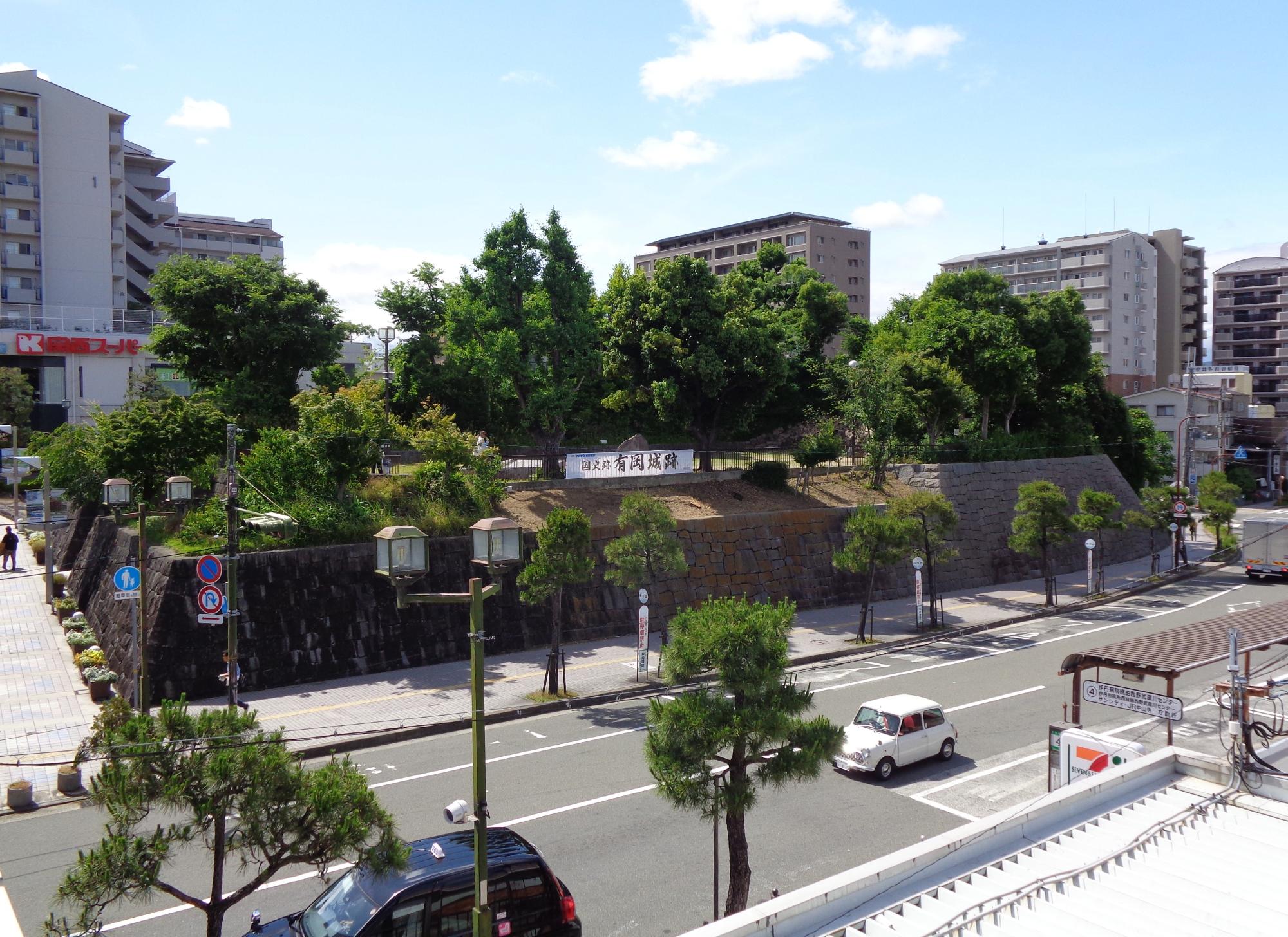 有岡城跡横断幕遠景
