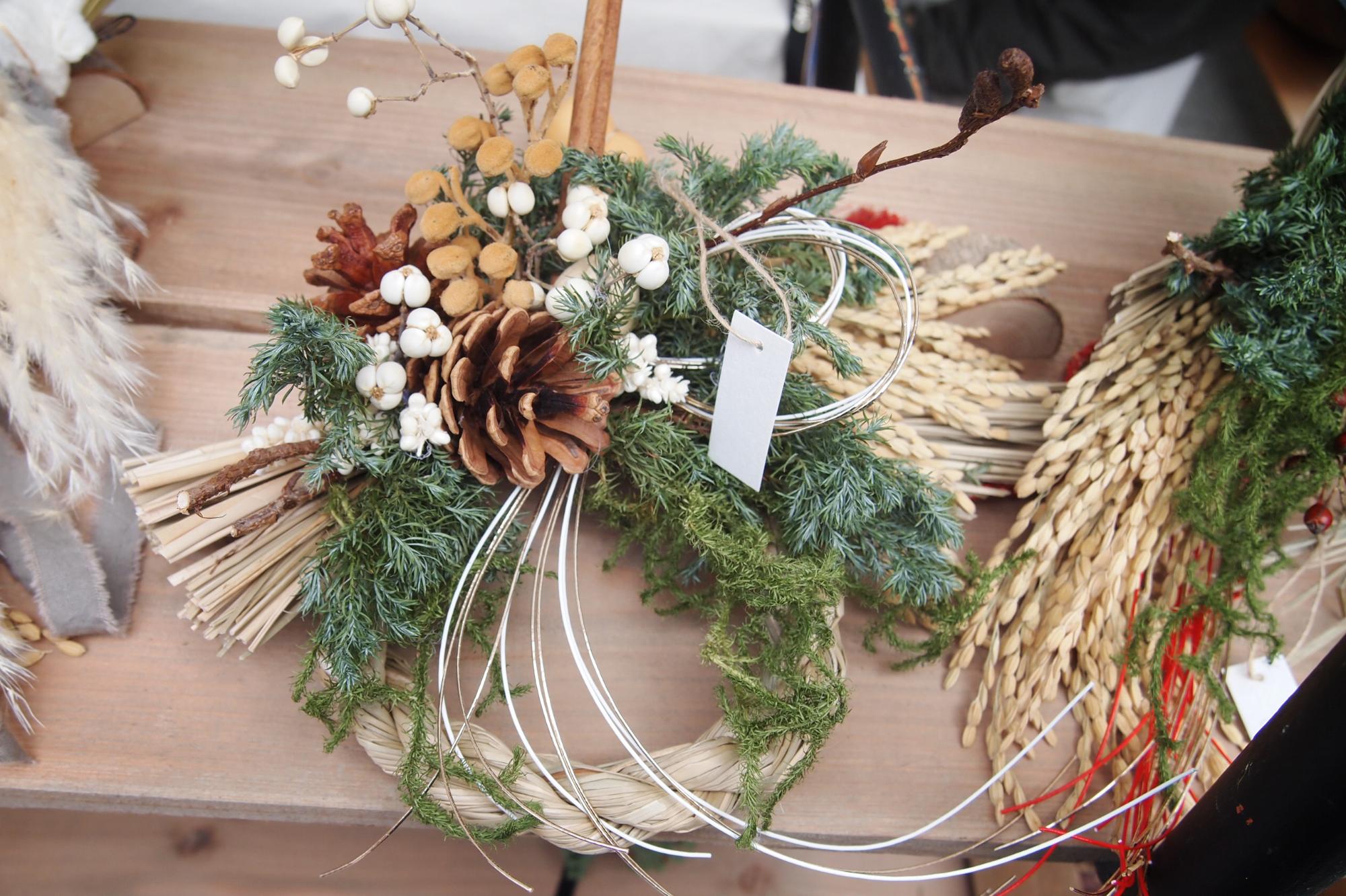 伊丹クリスマスマーケットで販売していた稲穂リース