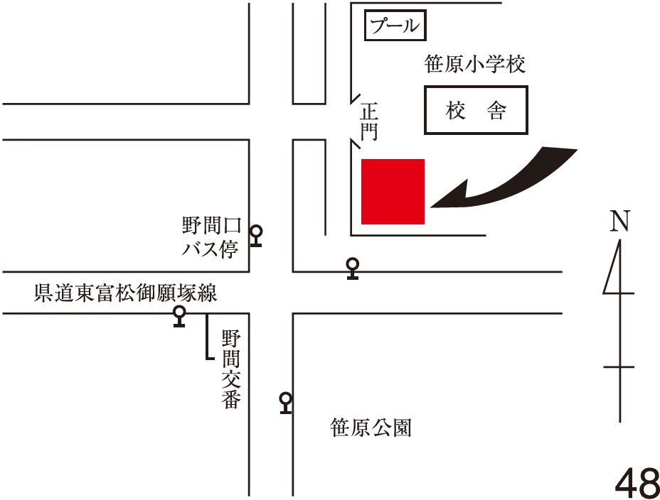 笹原小学校付近の地図画像