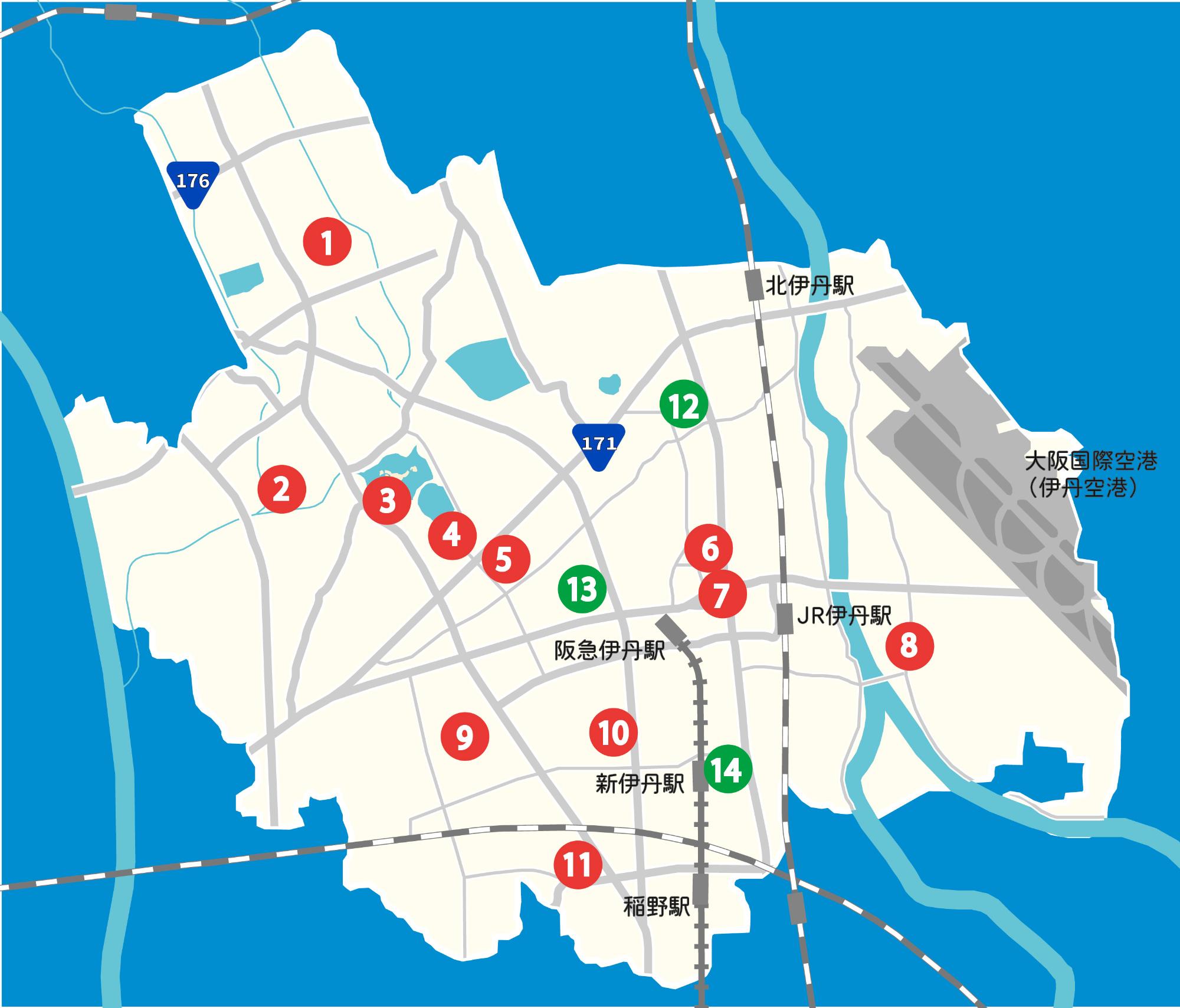 いたみの自習スペースマップ