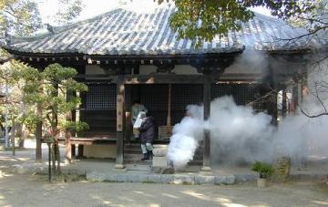 昆陽寺での防火訓練