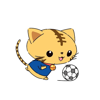 たみにゅーがサッカーをしているイラスト
