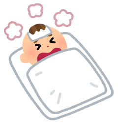 こどもが熱を出して寝ている