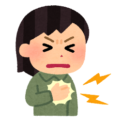 胸を押さえている人