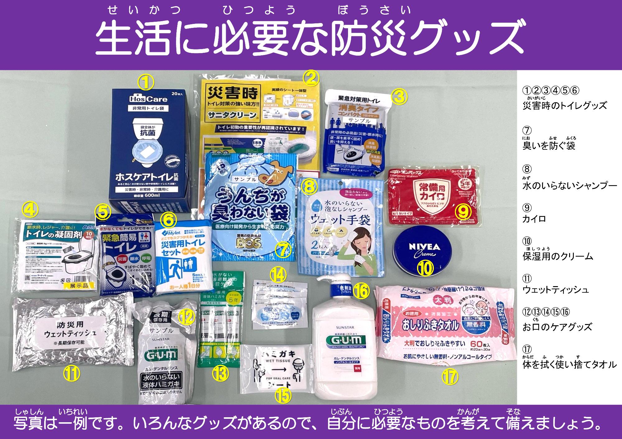 備蓄用衛生用品の一例